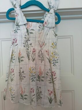 Girls' White Floral Tie-Shoulder Casual Dress